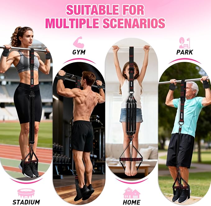 Upgraded Pull Up Assistance Bands for Women, Heavy Duty Resistance Bands with Handles, Exercise Band with Door Anchor, Workout Band Set for Pull Up Bar, Full Body Sculpting,Muscle Training, Home Gym
