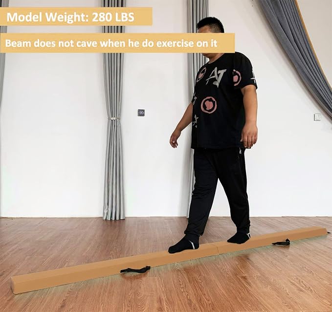 MARFULA 6 FT / 8 FT / 9 FT Folding Gymnastics Beam Foam Balance Floor Beam - Extra Firm - Suede Cover - Anti Slip Bottom with Carry Bag for Kids/Adults Home Use