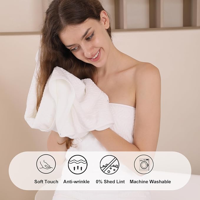 CHINO Bathroom Towel Set,35x70 Inch Bath Sheets Towels for Adults,Jumbo Bath Towels Extra Large Quick Dry Towel Soft Absorbent Oversized Towel Microfiber Shower Towels Bathroom Spa (4 Pcs White)