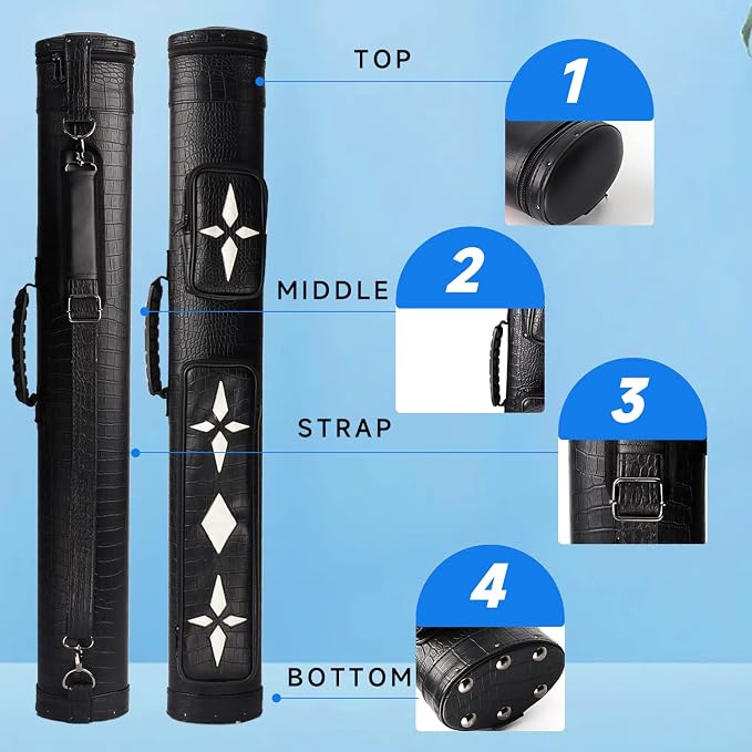 GSE Games & Sports Expert 2x2 Deluxe Hard Billiard Pool Cue Stick Carrying Case, Billiard Cue Case, Billiards Accessories (Several Colors Available)