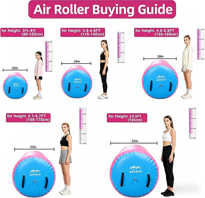 Gymnastic Air Barrel, Inflatable Tumble Track, Tumbling Mat, Roller Octagon Trainer for Back Handspring and Back-bend for Home, Gym, No Pump - 32"H × 40"W