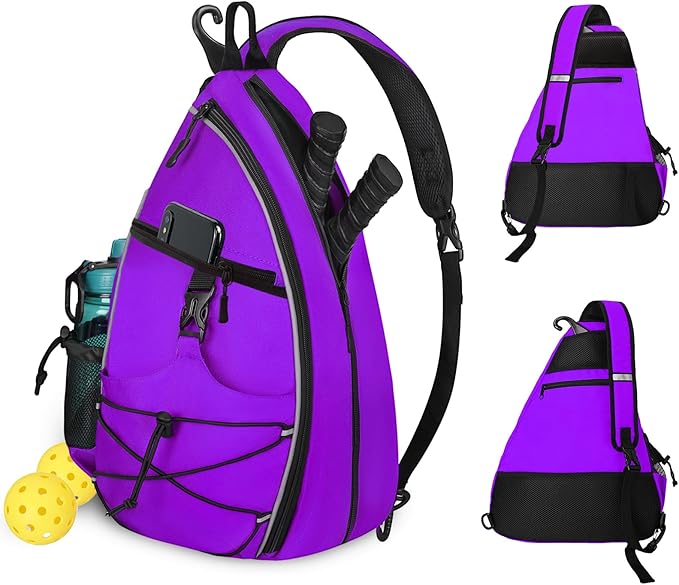 WOLT Pickleball Bag,Crossbody Sling Bags for Women Men,Pickleball Backpack with Fence Hook for Tennis, Racketball
