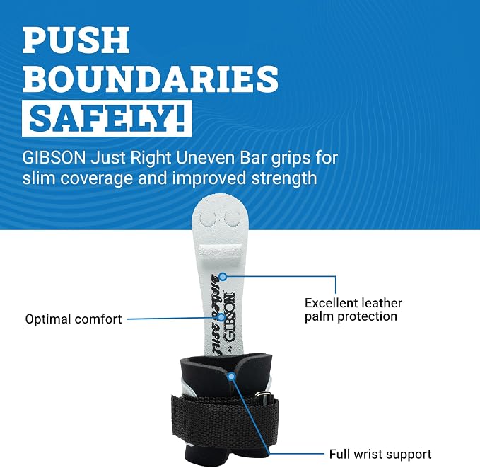 Gibson Athletic Just Right Neo Gymnastic Grips for Women, Leather Grip with Neoprene Wrist Guard, Hook & Loop Closure, Grips for Early Competitor, Gymnastics Grips for Girls - Made in USA