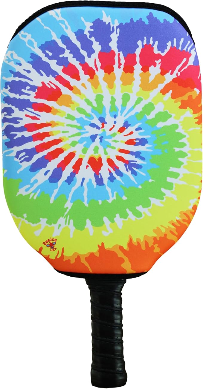 BeeJos Spirl Tie-Dye: Premium Slip-On Pickleball Paddle Cover-Fits Standard Size Paddles-Zipperless (Paddle not Included) Handmade in USA
