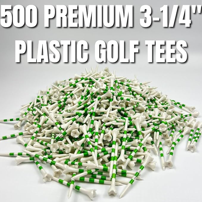 (50/150/500) Plastic Golf Tees 3 1/4 Best Golf Tees for Men, Unbreakable Golf Tees for Women, Long Golf Tees, Zero Friction Golf Tees, Tall Golf Tees Plastic Unbreakable, Reusable Golf Tee