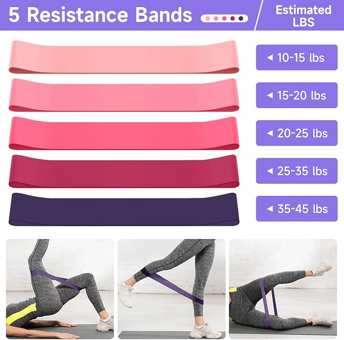 SANLIKE Home Pilates Essentials Kit for Women, Pilates Equipment Ring and Ball Set, 12'' Magic Circle, Yoga Ball,8 Resistance Bands Premium Accessories Kits for Starter Toning Workouts at Home