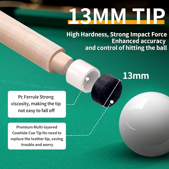 Kmise Pool Stick Set of - 58" Pool Cue Stick, Canadian Maple Professional Billiards Pool Cue, Pool Sticks for Adults, 18~21oz Multiple Colors