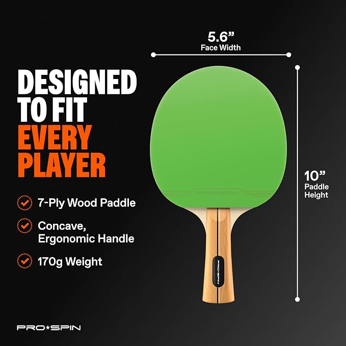 PRO-SPIN Ping Pong Paddles - High-Performance Set with Premium Table Tennis Rackets, 3-Star Ping Pong Balls, Compact Storage Case | Professional Quality Ping Pong Paddle Set | Indoor & Outdoor Games