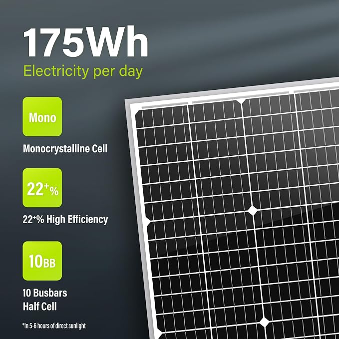 Newpowa 5 Pack Solar Panels 35W 24V 10BB High-Efficiency Monocrystalline Solar Panels Charges 24V Batteries of RV for Off-Grid Systems, RV, Boat, Camper, Trailer, Gate Opener (175W Total)