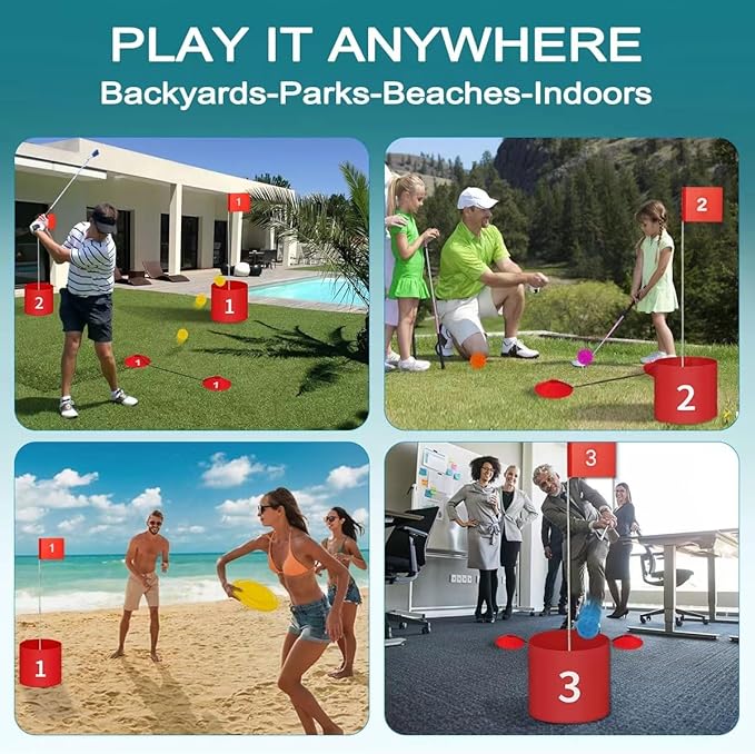 Golf Yard Bucket Games 3 Holes Golf Practice Game with Flag, Golf Chipping Game for Kids and Adults Outdoor, Indoor, Park, Beach, Backyard, Lawn