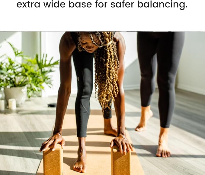 Cork Yoga Blocks 2 Pack – High Density Non Slip with Select Cork Grain for Chip-Resistant Durability | Extra Thick 4” for Support & Stability | Natural, Smooth, and Crumble Free | Body By Yoga