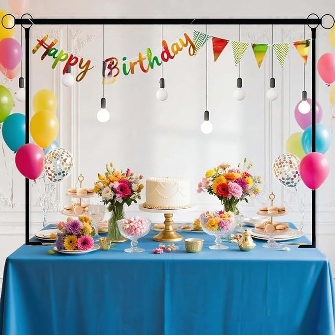 Over The Table Rod Stand with Clamps, Adjustable 16"-48" Tall,31"-98" Length Black Retractable Table Arch Banner Stand Hanging for Wedding Birthday Party Decorations