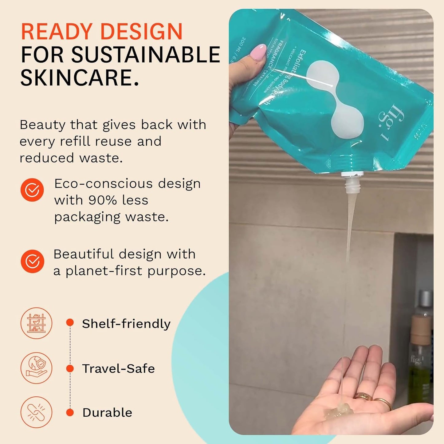 Fig.1 Exfoliating Body Scrub, Polish for Rough & Dead Skin, Keratosis Pilaris, Strawberry Skin, Volcanic Pumice, Glycerin, Eucalyptus Fragrance, Skin Smoother, Body Wash Scrub, 200 ml