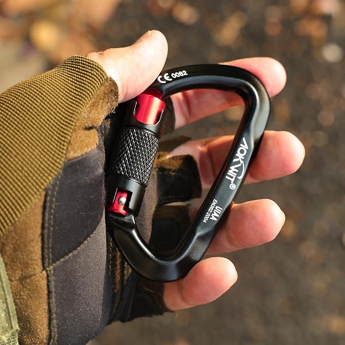 30KN Auto Locking Carabiner Clip Twist Lock UIAA Certified Large Climbing Carabiner Heavy Duty Carabiner for Rock Tree Climbing Rappelling Mountaineering Caving Rescue Arborist Aerial Yoga