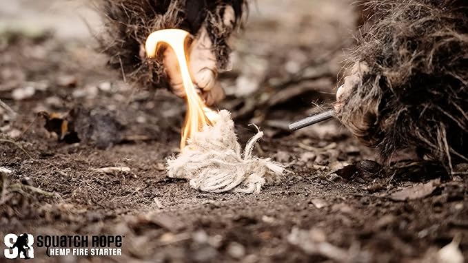 Hemp Fire Starters | Wind Proof, Water Proof, Eco-Friendly Camp Fire Starter Emergency Supplies | Natural Fire Starter Rope Made from Hemp