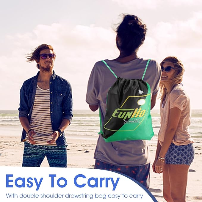 EunHo Regulation Cornhole Bags Set of 8 - Dual Sided Slick and Stick Cornhole Bean Bags for Tossing Game Professional All Weather Pro Corn Hole Bags with Tote Bag