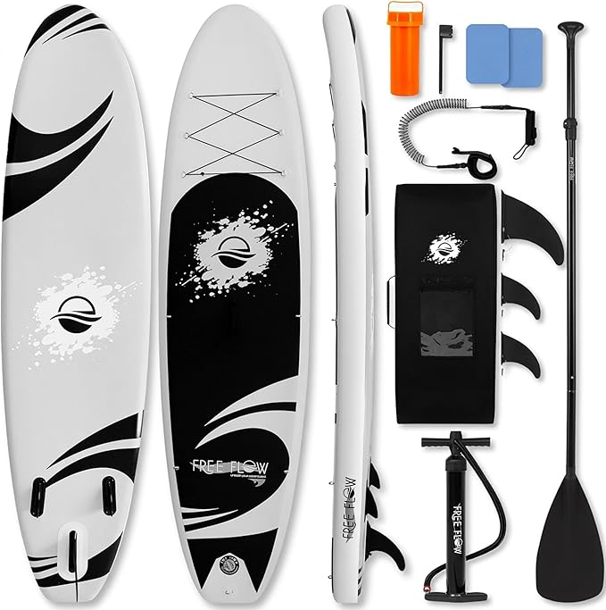 SereneLife 10’6" Inflatable Stand Up Paddle Board with Premium SUP Accessories - Wide Stable Design with Non-Slip EVA Deck Pad, for Youth and Adults, 350 lbs. Capacity
