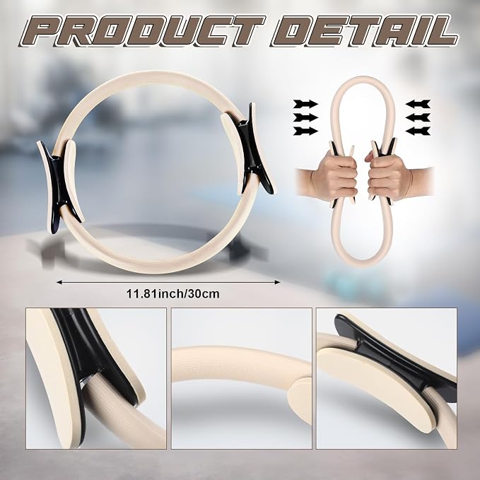Syhood Pilates Ring 11. 81 Inch Pilates Circle Yoga Ring Magic Lightweight Flexible Workout Equipment for Fitness Physical Therapy Resistance Exercise Arms Legs
