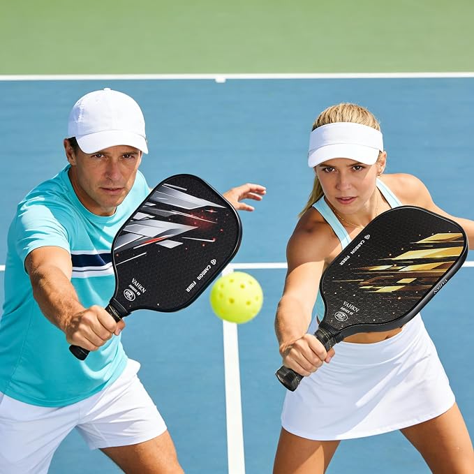 Pickleball Paddles,Pickleball Paddles Set of 2-Carbon Fiber Pickle Ball Paddle 2 Pack for Men and Women-Lightweight,Control & Power Racket Set Equipment with Bag & Balls