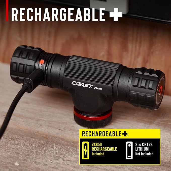 Coast XPH30R 1500 Lumen USB-C Rechargeable Dual Power Headlamp with Twist Focus Beam and Magnetic Base, 4.37 oz. - Forest Green