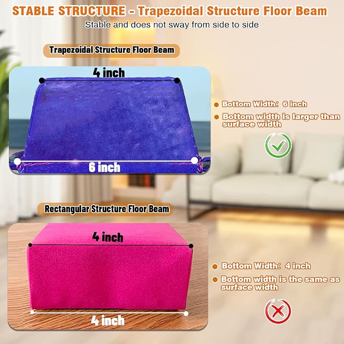 MARFULA 6 FT / 8 FT / 9 FT Folding Gymnastics Beam Foam Balance Floor Beam - Extra Firm - Suede Cover - Anti Slip Bottom with Carry Bag for Kids/Adults Home Use