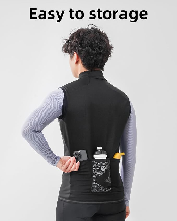 ROCKBROS Cycling Vest for Men Women Windproof Sleeveless Thermal Bike Vest Lightweight Shell Stretch Jacket for Running