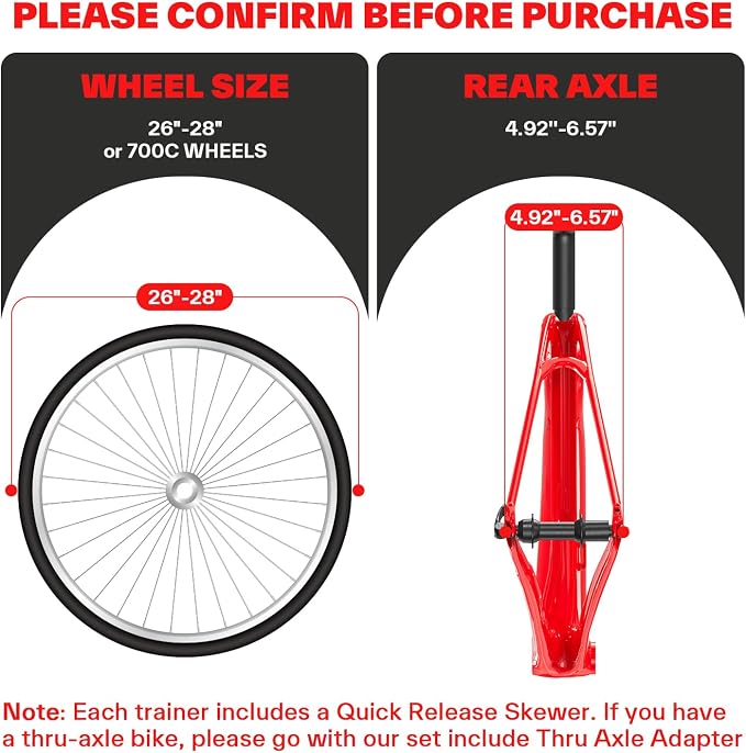 Sportneer Bike Trainer - Magnetic Stationary Bike Stand for 26-28" & 700C Wheels - Adjustable 6 Level Resistance Bike Trainer Stand for Indoor Riding with Quick Release Lever & Front Wheel Riser Block