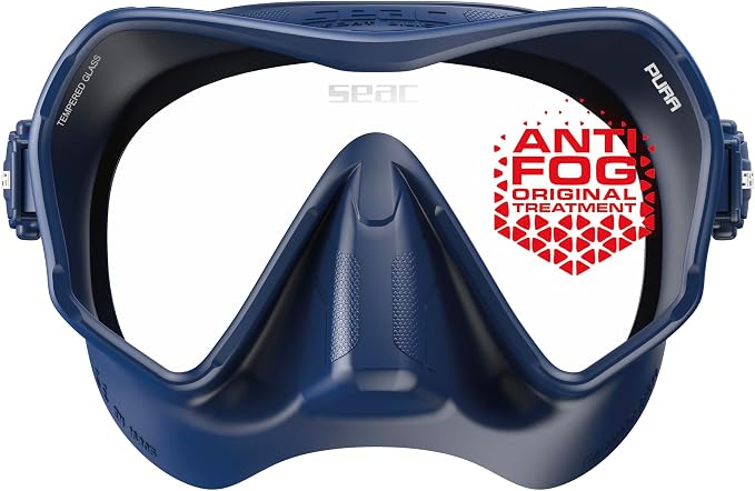 SEAC Pura – Frameless Single-Lens Silicone Diving Mask | Antifog Low Volume Mask for Diving and Snorkeling with 3D Buckle