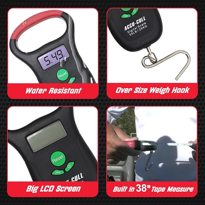 Fish Culling System Digital Fish Scale with Mini Fish Gripper - 2-in-1 Combo Pack Weighing Fishing Gear - Fishing Accessories and Fishing Equipment to Add in Fishing Tools Kit