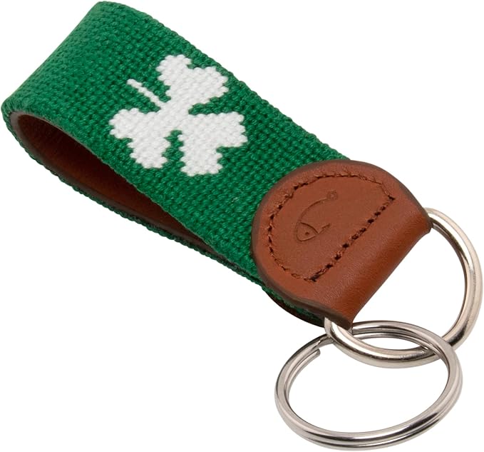Leather Hand-Stitched Needlepoint Key Fob or Key Chain