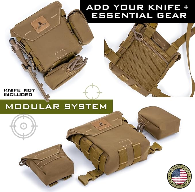 Waterproof Binocular Harness Chest Pack - Lightweight Bino Harness With Rangefinder Pouch, Binocular Case Chest Harness with Silent Magnetic Closure - MOLLE System Hunting Gear for Hunting