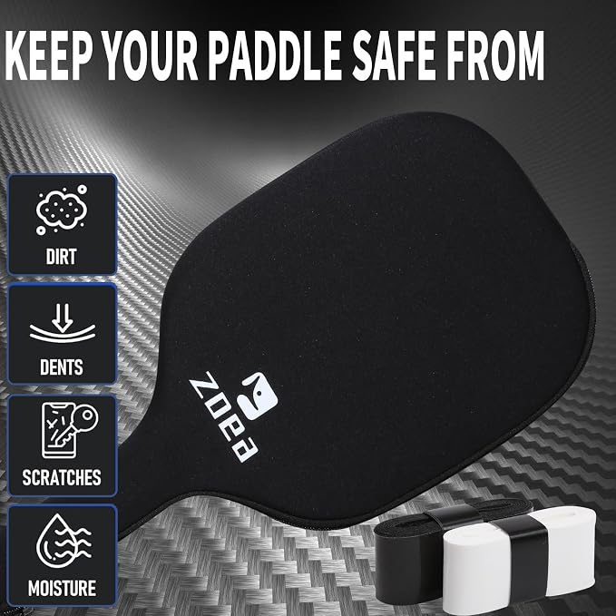 ZOEA Pickleball Paddle, Edgeless 3K T700 Carbon Fiber, CFS + CAS Dual Surface, High Grit & Spin, 16MM Honeycomb Core, USAPA Approved, 8.2oz for Men Women
