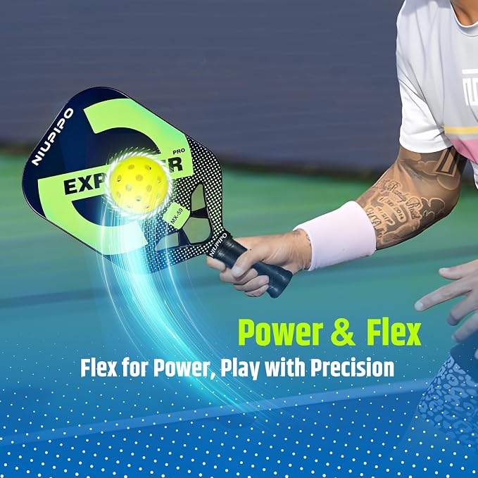 niupipo Pickleball Paddles Set of 2/4/1, USAPA Approved Carbon Fiber & Fiberglass Hybrid, Easy Power, Polypropylene Honeycomb Core, Cushioned 4.72" Grip, Bag/Cover, Pickleball Paddle Set for Men Women
