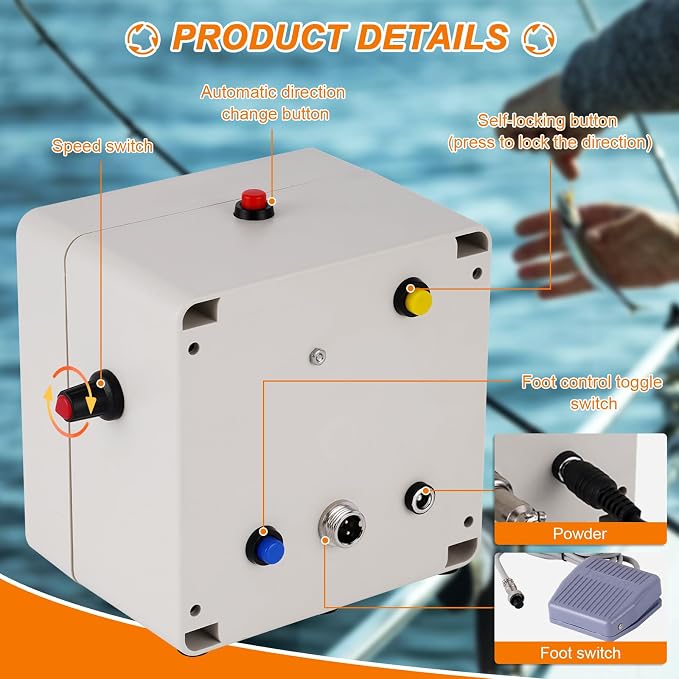 Automatic Reversal Fishing Rod Building Drying System, 0-40RPM Adjustable, 100-240V DIY Electric Fishing Rod Building Winding Machine, Building Repair Wrapping Station with Foot Switch