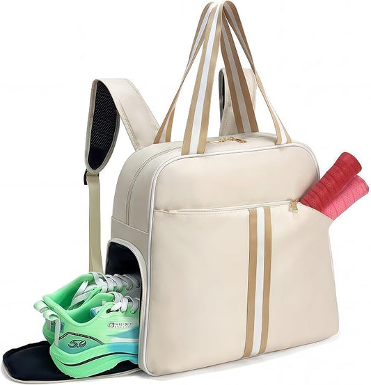 Pickleball Bag for Women Men, Large Pickleball Backpack with Shoe Compartment, Pickle Ball Bag with Paddle Cover Pocket Holds 2 Paddles