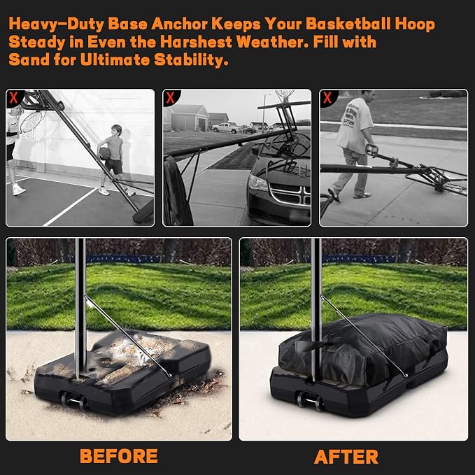 Heavy Duty Weighted Base Anchor for Portable Basketball Hoops Can Hold in Excess of 360 lbs, Weather Resistant Universal Basketball Hoop Weight for Base, to Secure Basketball Hoop, Black