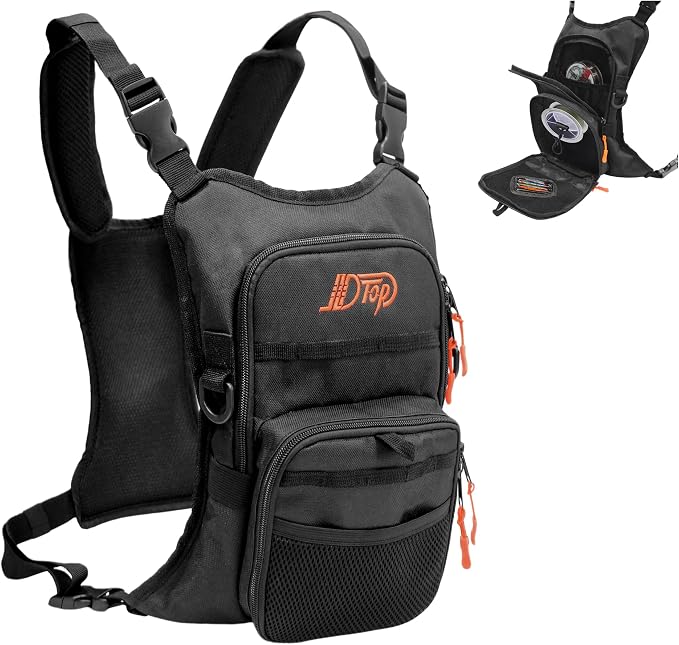 Fishing Chest Pack for Men, Lightweight Fishing Backpack, Fly Boxes Storage Bag (Black)