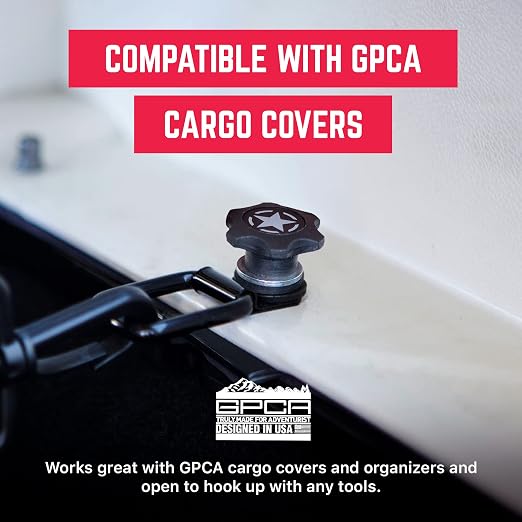 GPCA - GP Star Thumb Screws and D-Rings Set, Easy-to-Install M8 Bolt & Tie Downs, for Quick Cargo Cover Installation, Jeep Wrangler Accessories for 4xe, JL, JT, JK and More, Patented, 6 Packs