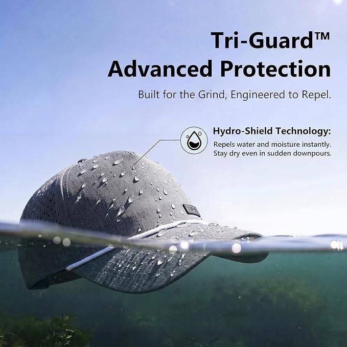 TOP-EX Performance Baseball Hat for Men Water Resistant Golf Cap Running Cooling Snapback Laser Perforated
