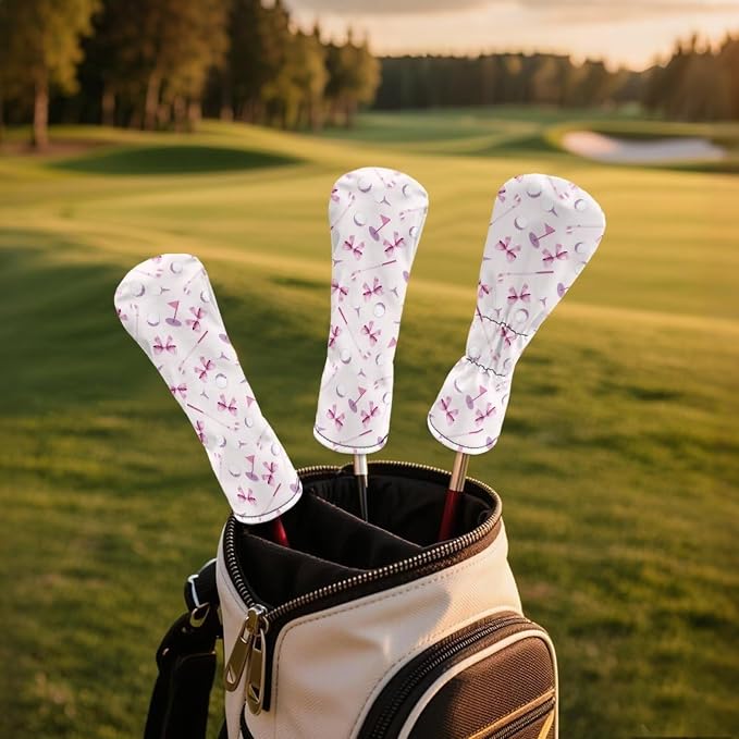 Rnyleeg Golf Club Head Covers for Women Driver Head Cover Leather Fairway Wood Headcover Hybrid Headcovers for Golf Clubs