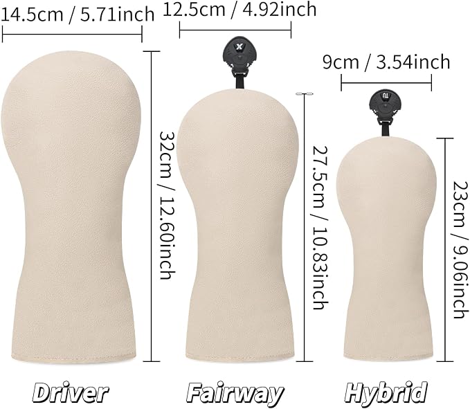 Golf Club Covers for Driver, Fairway, Hybrids - Golf Driver Headcover/Golf Fairway Wood Head Cover/Hybrid Headcover for Men/Women Golfer