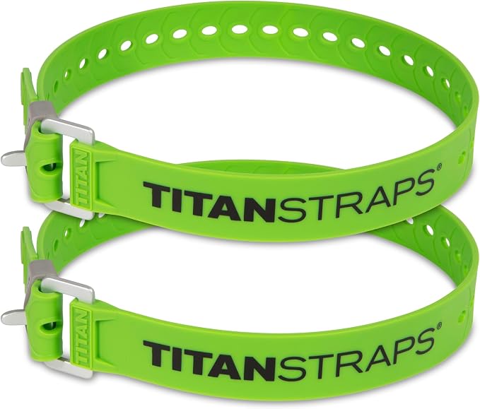 Titan Industrial Straps – Strong & Simple Tie-Downs for Construction (Welders, DIY Home) & 1st Responders – 3 Year Warranty, Batch Tested – 70 lb. Working Load, Lime Green, 2-Pack