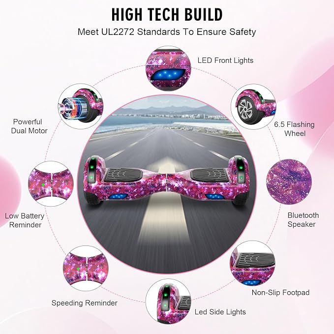 CBD Scooter with Corlorful LED Lights,6.5" Wheels, Dual 300W Motor Scooter for Kids Girls Boys Adults, All Ages