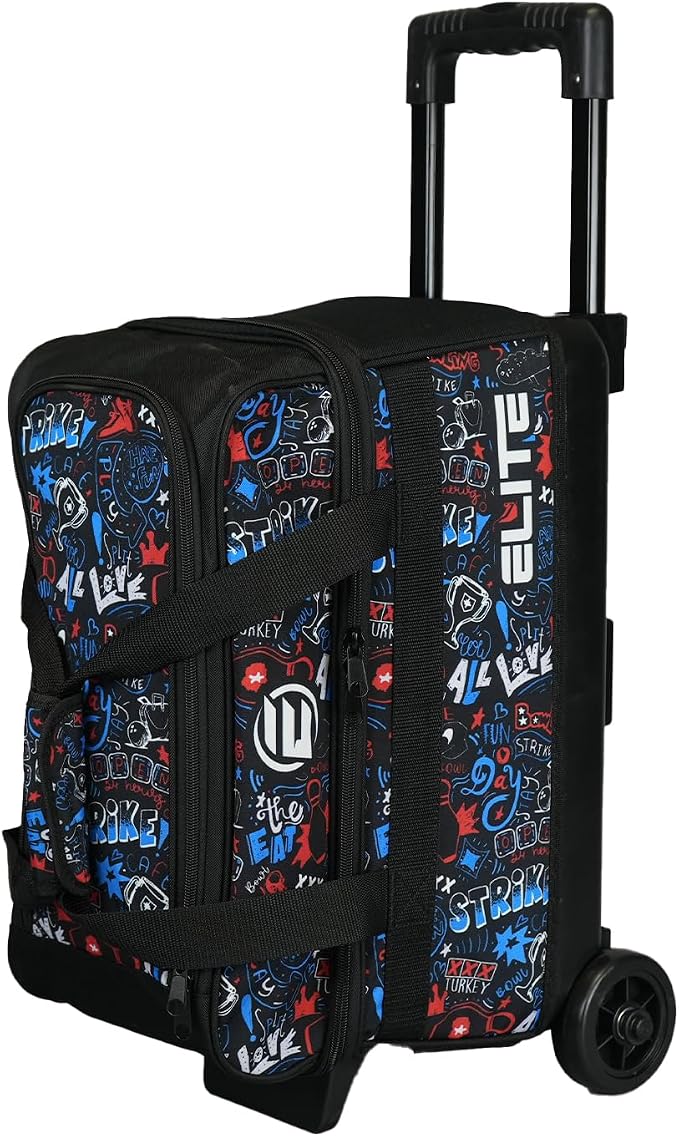 ELITE Basic Bowling Bag Double (2) Ball Roller with Rolling Wheels