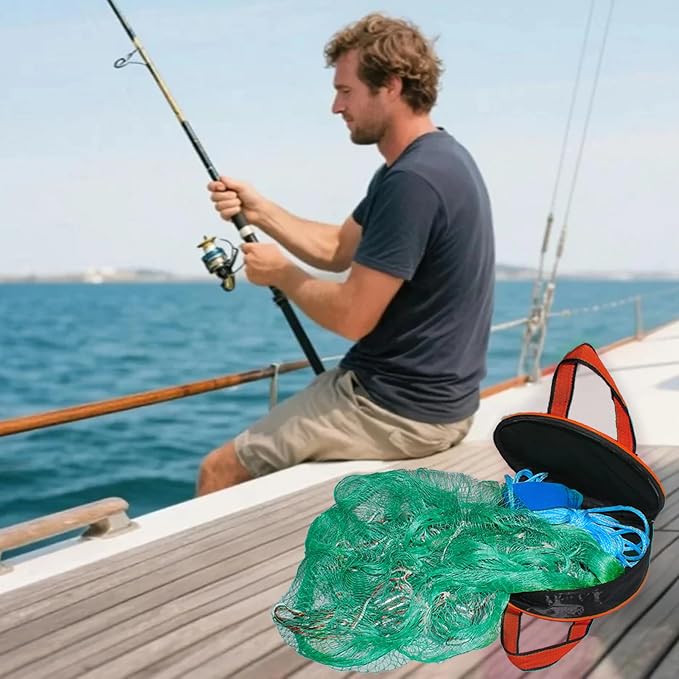 Nylon Monofilament Cast Net, 4FT/6FT/7FT/8FT/9FT/10FT/12FT American Style Hand Throwing Fishing Net with Iron Chain Weights for Saltwater and Freshwater
