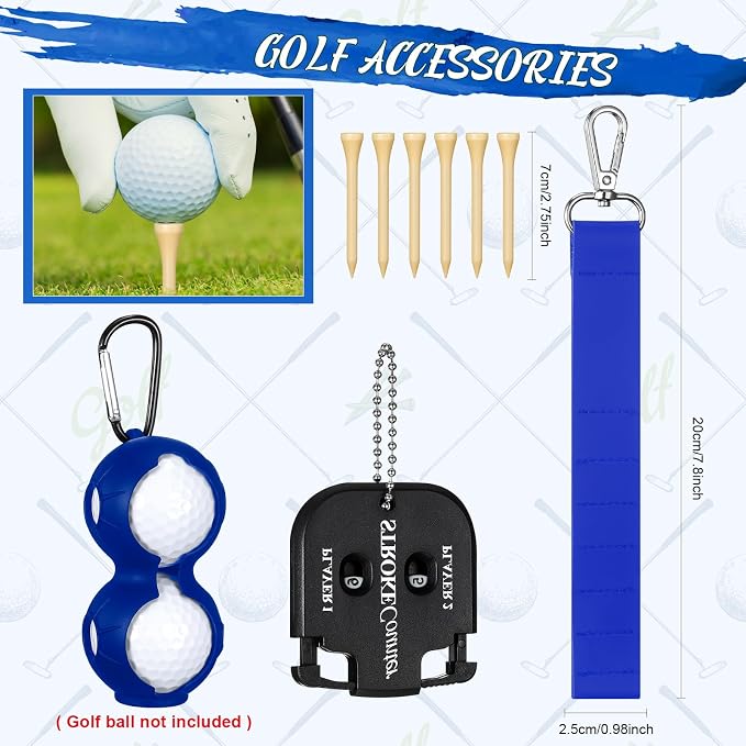 Syhood 21 Pcs Golf Accessories Kit Cleaning Kit Include Golf Brush, Towel, Groove Sharpener, Divot Repair Tool, Ball Alignment Portable Tool Gifts Graduation for Men