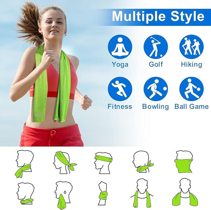 Sukeen Cooling Towel 20 Pack (40"x12") Ice Towel,Bulk Breathable Chilly Twoles,Microfiber Towel for Neck Face for Yoga,Sport,Running,Gym,Workout,Camping,Fitness,Travel & More Activities, Green