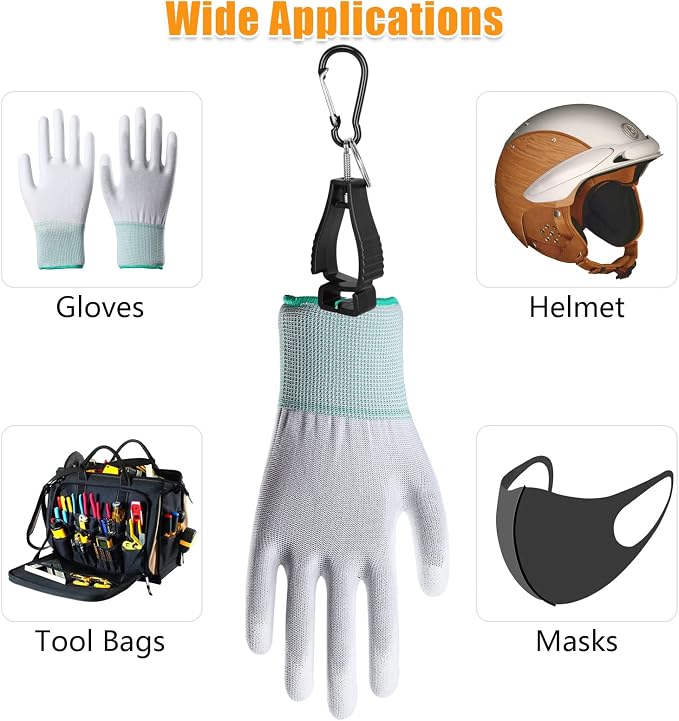 ZOFORTY 20 PCS Glove Clips, Glove Holder Clip, Glove Grabber Clip Holder for Belt Guard Labor Worker Construction, Black