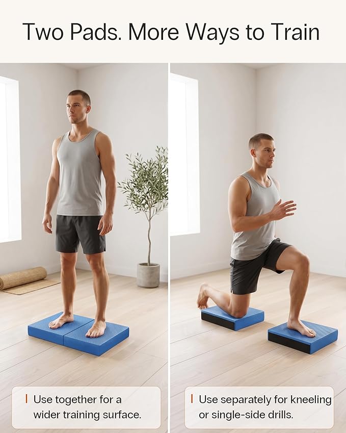 StrongTek 2-in-1 Non-Slip Balance Pad - High-Density Foam Cushion, Supportive Exercise Mat & Knee Pad for Core Training, Yoga, Pilates, Physical Therapy, Stability Training, Stretching, and Rehab