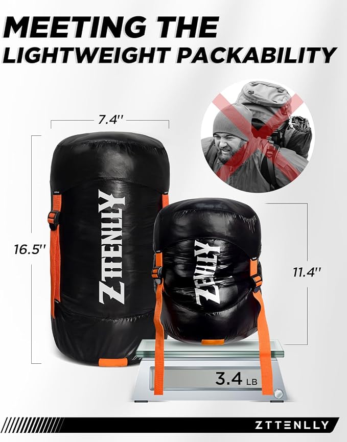 Ultimate 4-Season Down Sleeping Bag for Adults - Lightweight & Compact, 550/600 FP, 0°F to 30°F for Backpacking, Camping & Hiking
